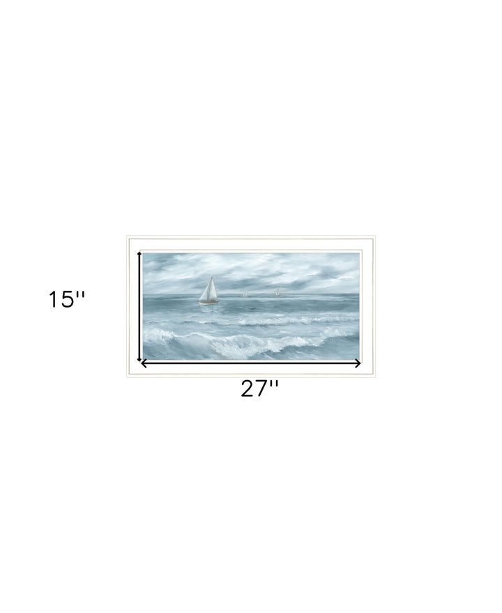 Three Sailboats White Framed Print Wall Art