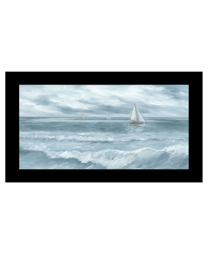 Three Sailboats White Framed Print Wall Art