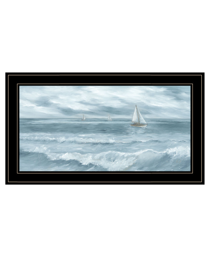 Three Sailboats Black Framed Print Wall Art