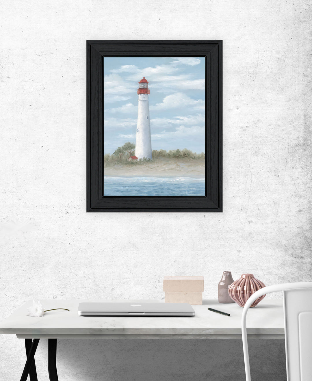 Cape May Light Black Framed Print Wall Art