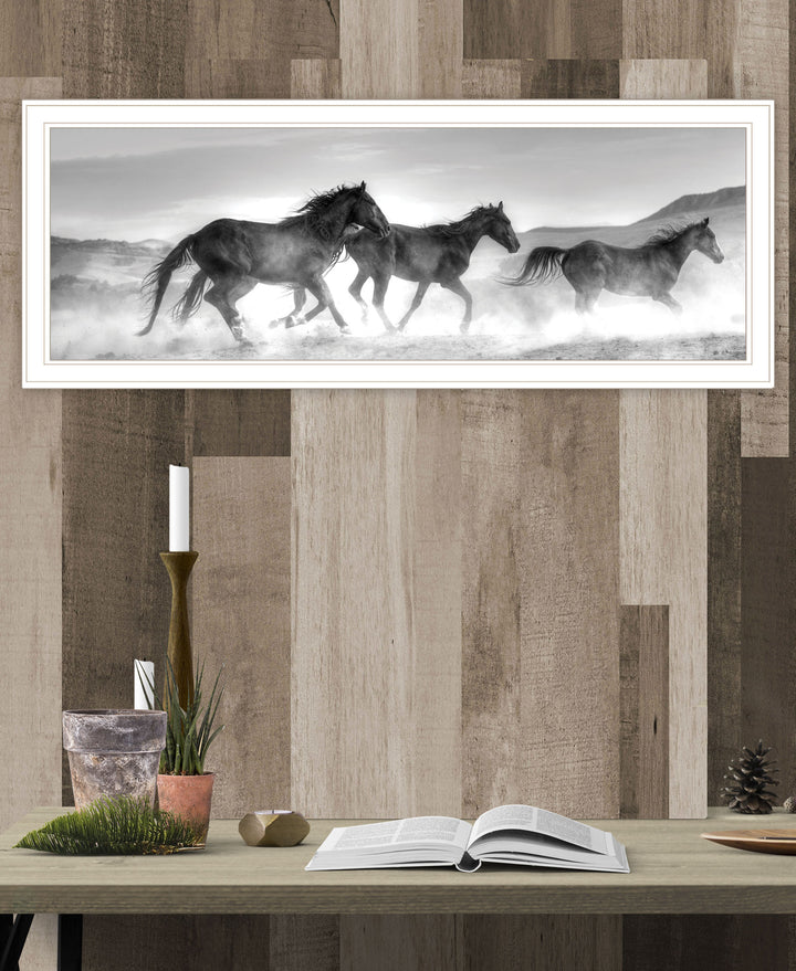 Horses Rolling By White Framed Print Wall Art