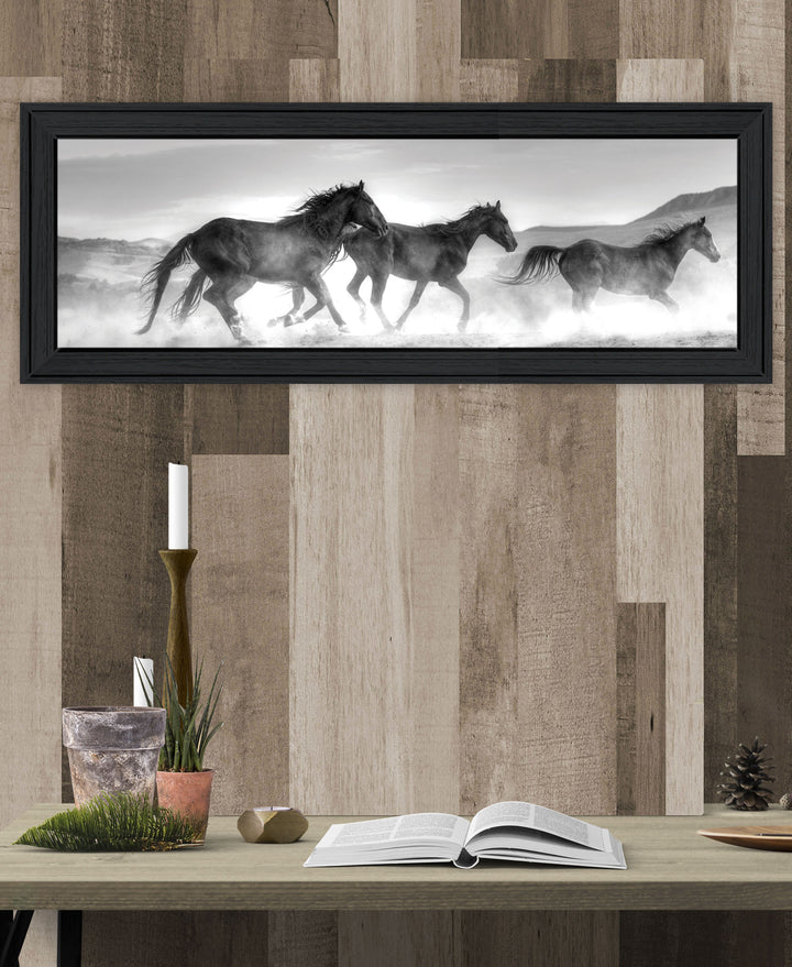 Horses Rolling By Black Framed Print Wall Art