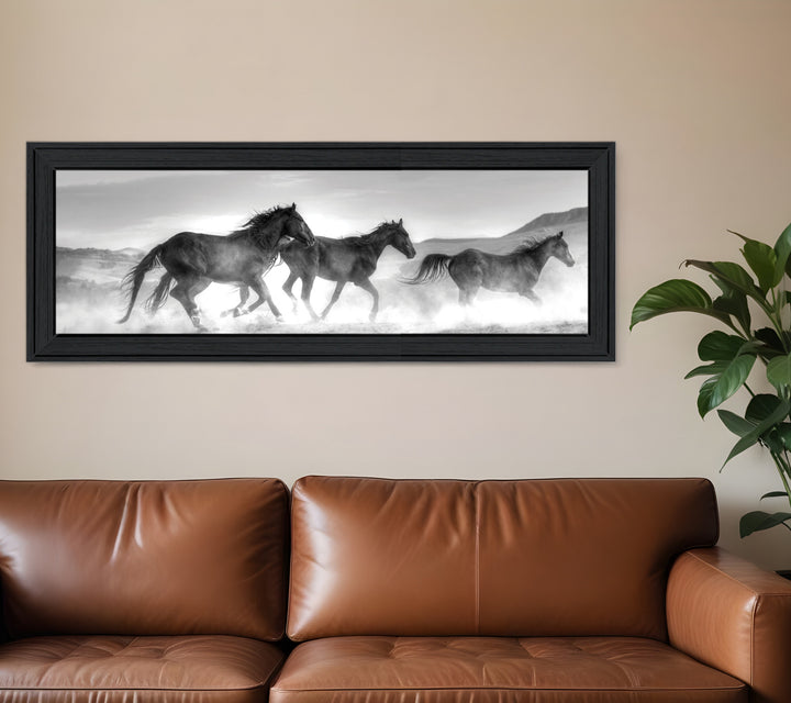 Horses Rolling By Black Framed Print Wall Art