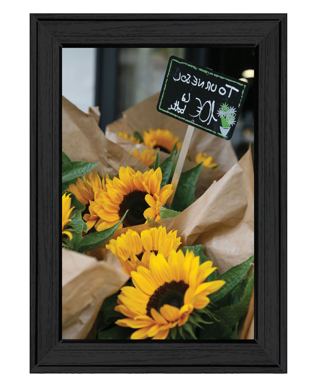 Sunflower Bouquet Black Framed Print Wall Art