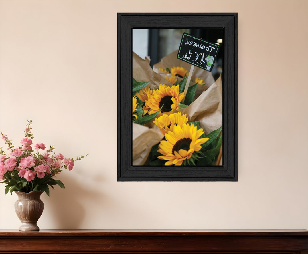 Sunflower Bouquet Black Framed Print Wall Art