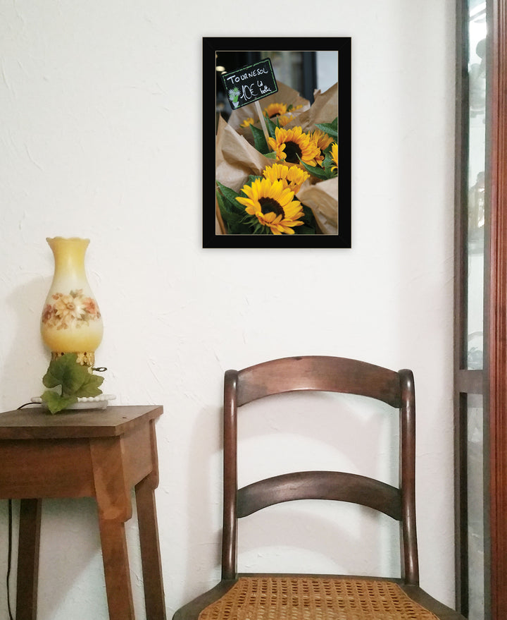 Sunflower Bouquet Black Framed Print Wall Art