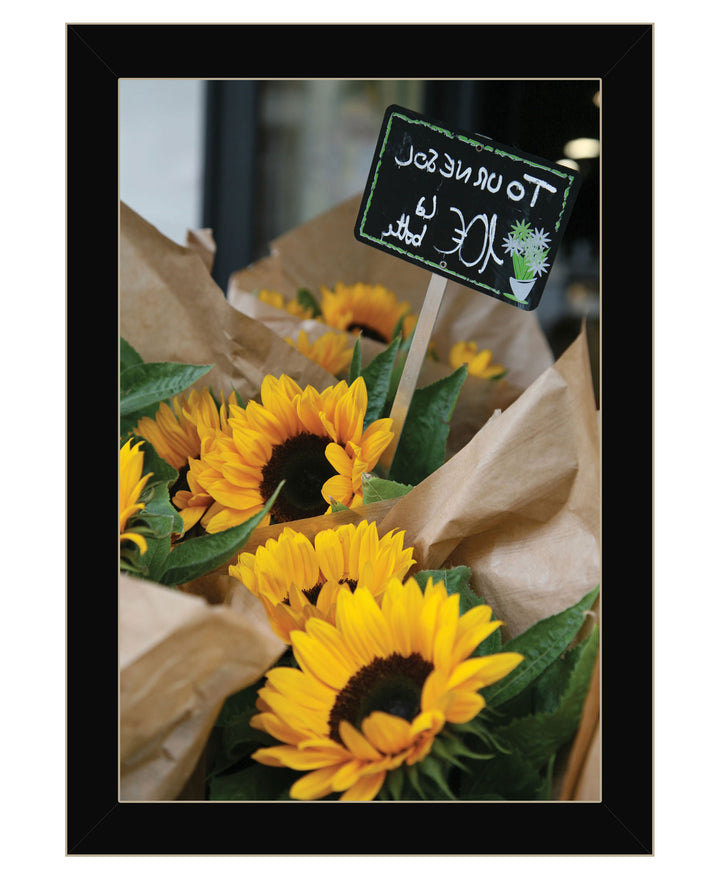 Sunflower Bouquet Black Framed Print Wall Art