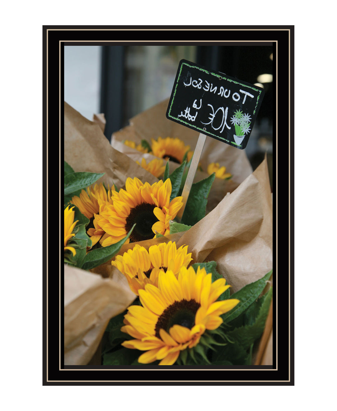 Sunflower Bouquet Black Framed Print Wall Art