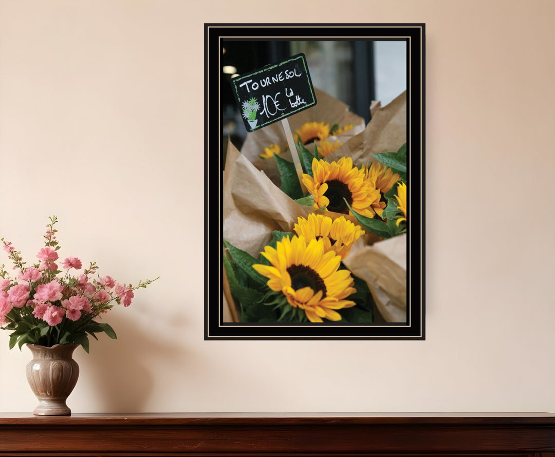 Sunflower Bouquet Black Framed Print Wall Art