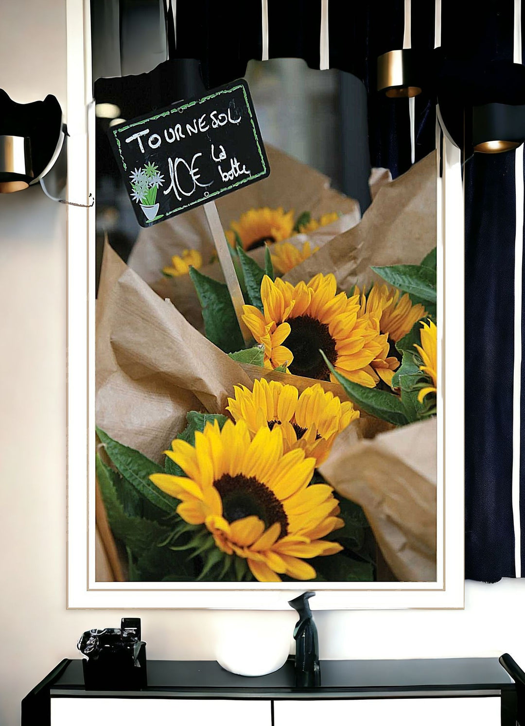 Sunflower Bouquet Black Framed Print Wall Art