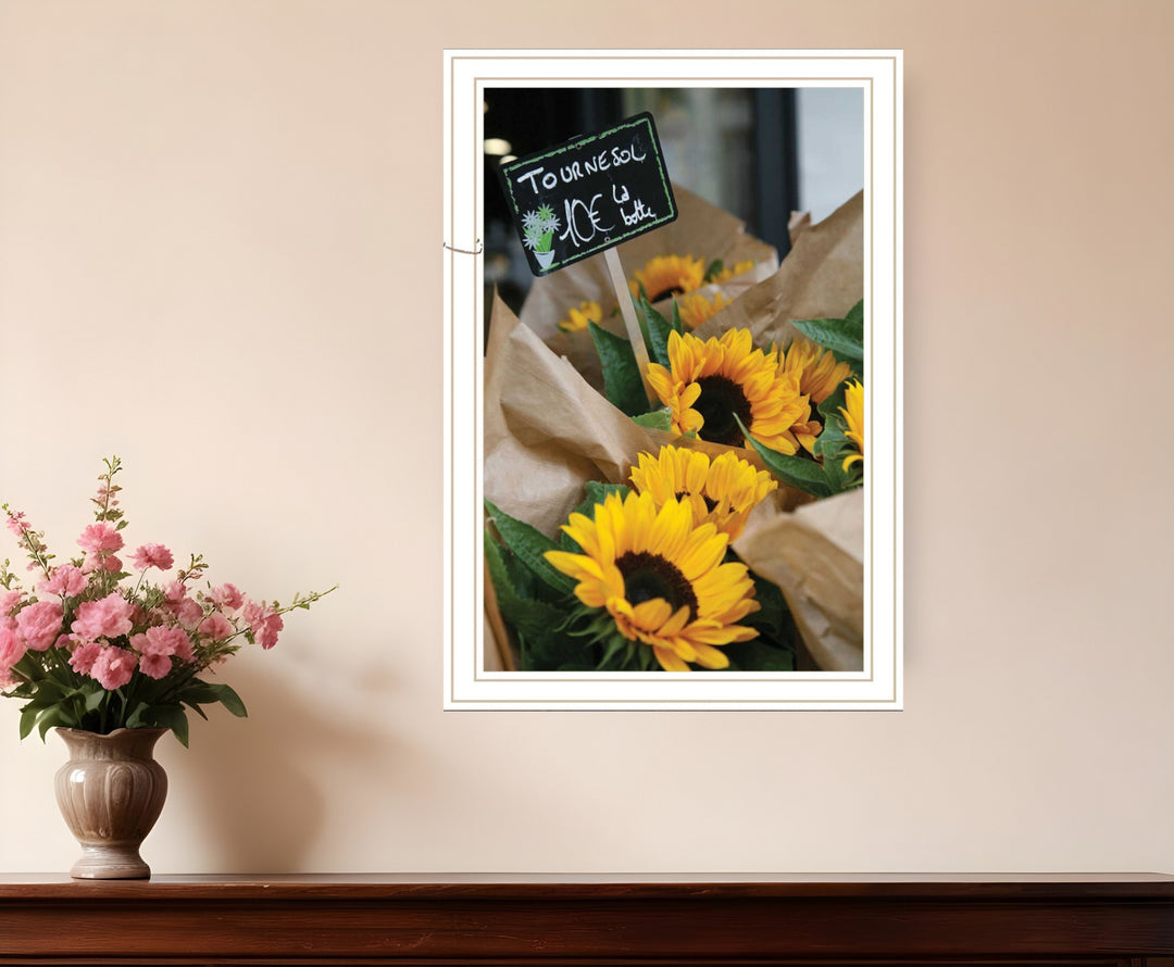 Sunflower Bouquet Black Framed Print Wall Art