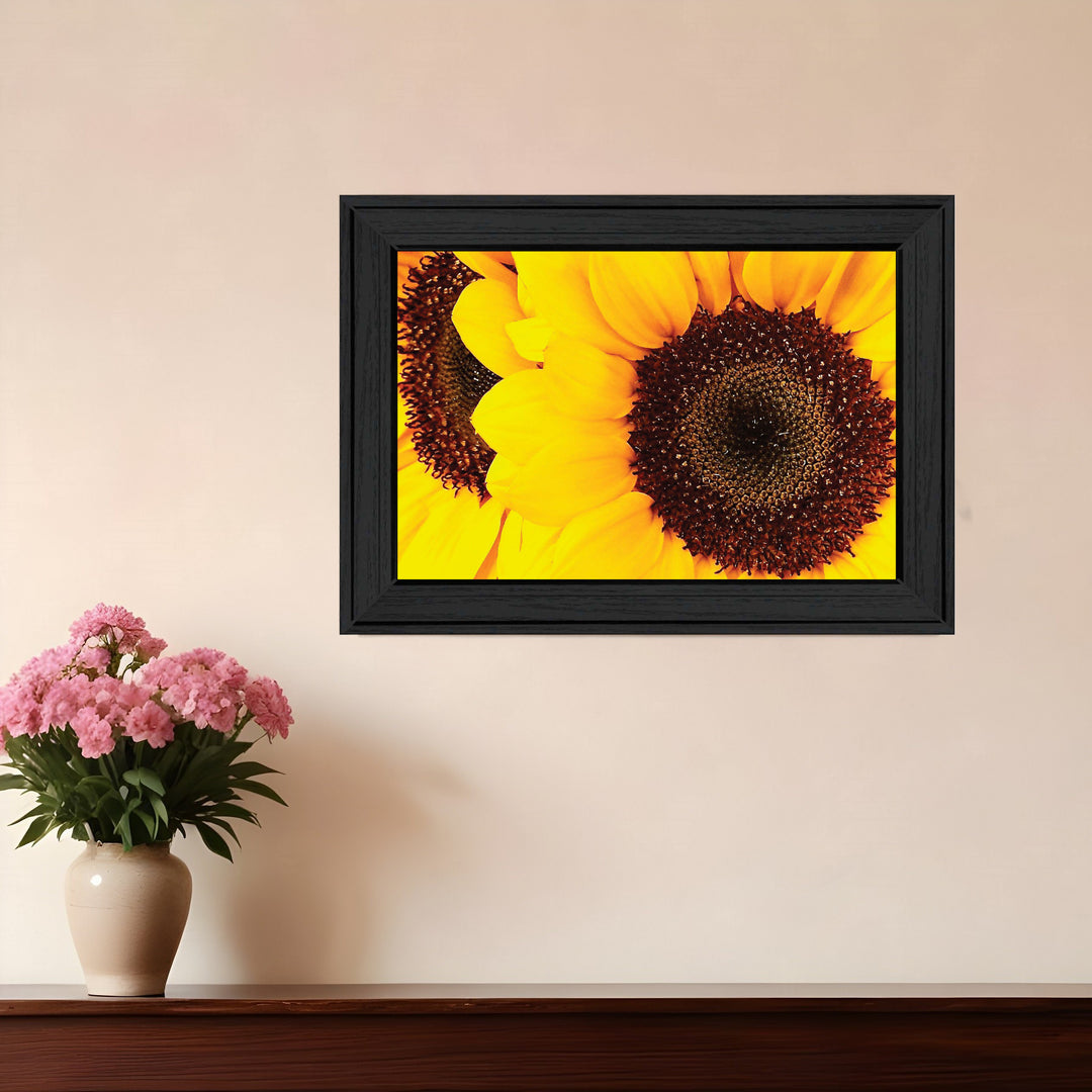 Sunflower Portrait Black Framed Print Wall Art