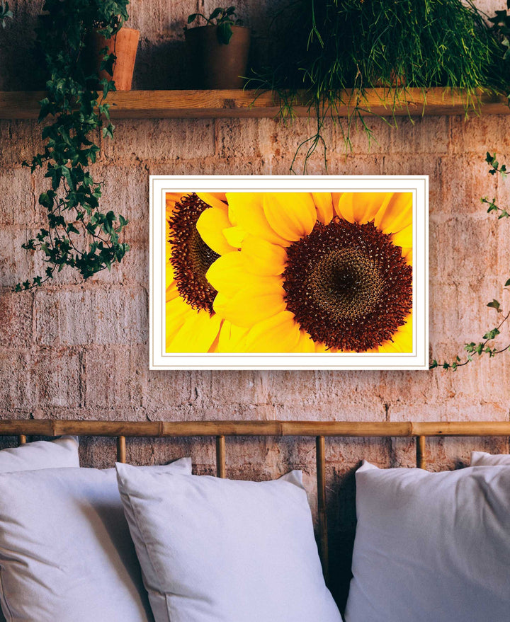 Sunflower Portrait Black Framed Print Wall Art