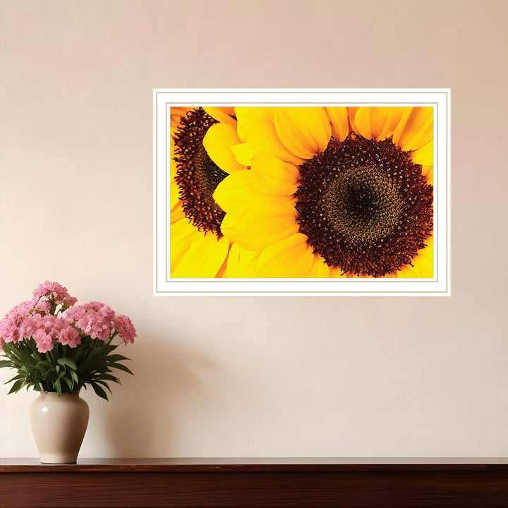 Sunflower Portrait Black Framed Print Wall Art