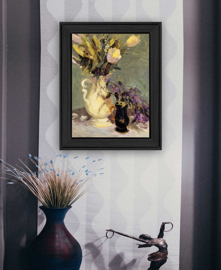 Tulips a Lavender Black Framed Print Wall Art