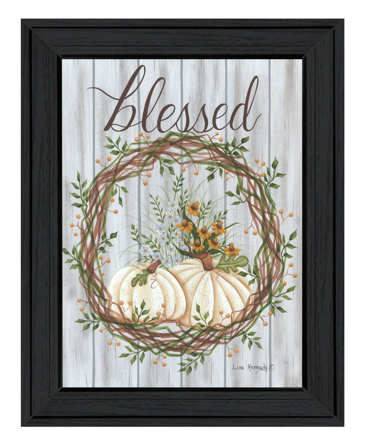 Blessed Wreath Black Framed Print Wall Art