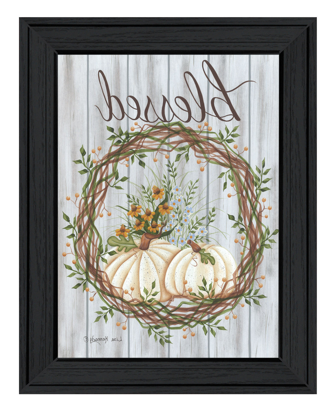 Blessed Wreath Black Framed Print Wall Art