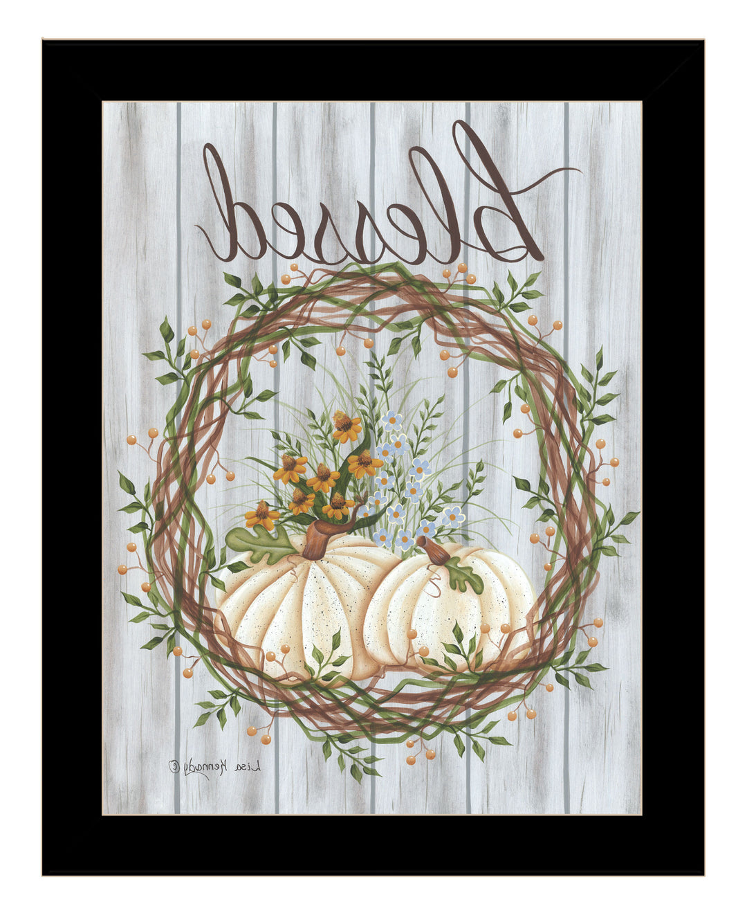 Blessed Wreath Black Framed Print Wall Art