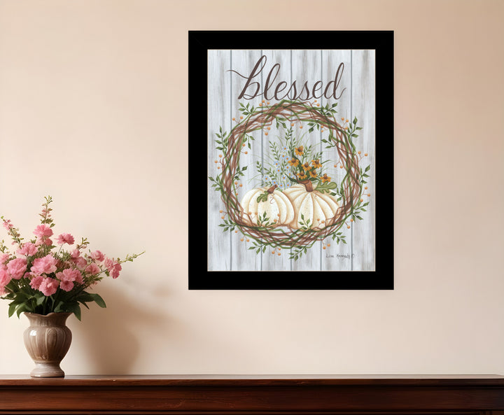 Blessed Wreath Black Framed Print Wall Art