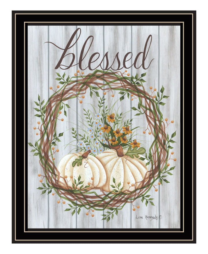 Blessed Wreath Black Framed Print Wall Art