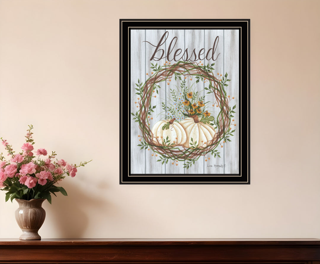 Blessed Wreath Black Framed Print Wall Art