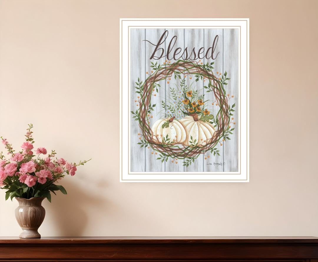 Blessed Wreath Black Framed Print Wall Art