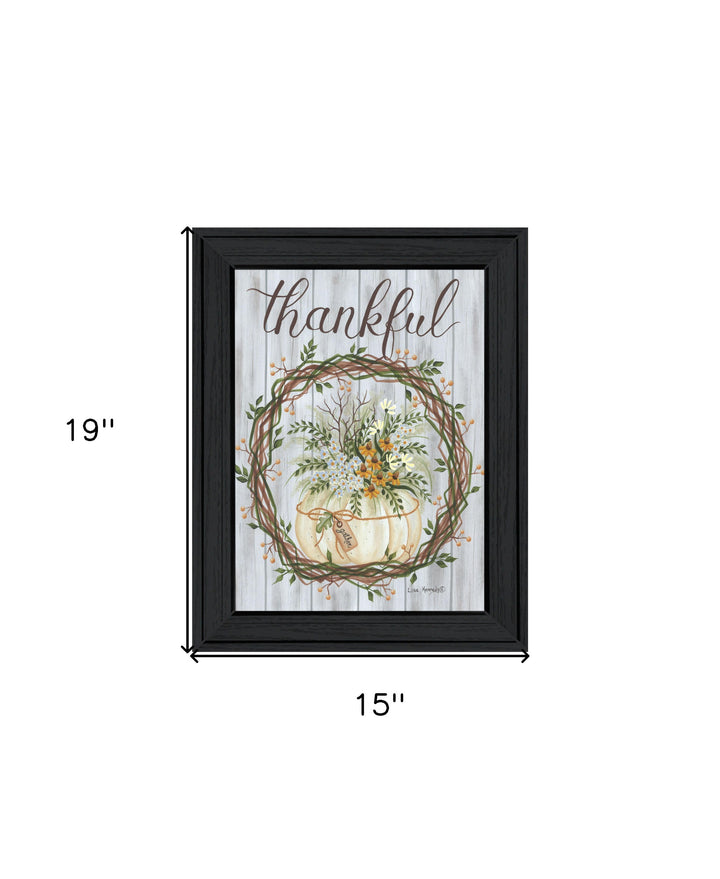 Thankful Wreath Black Framed Print Wall Art