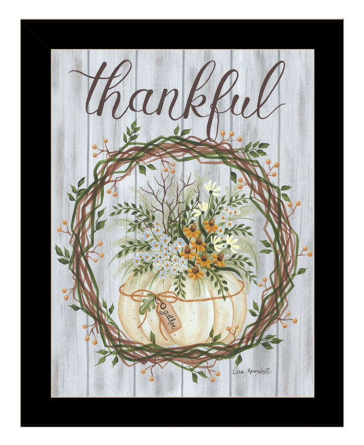 Thankful Wreath Black Framed Print Wall Art