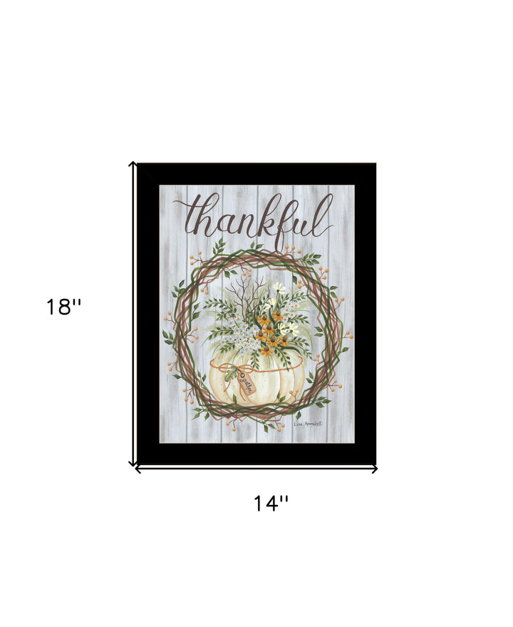 Thankful Wreath Black Framed Print Wall Art