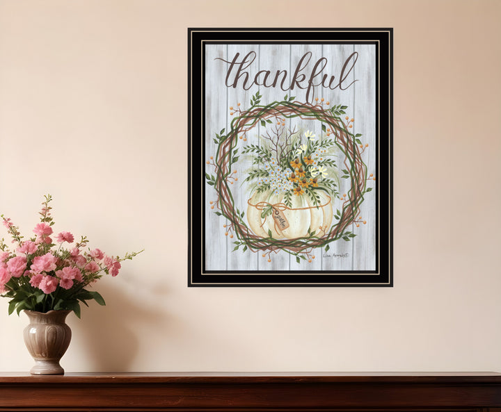 Thankful Wreath Black Framed Print Wall Art