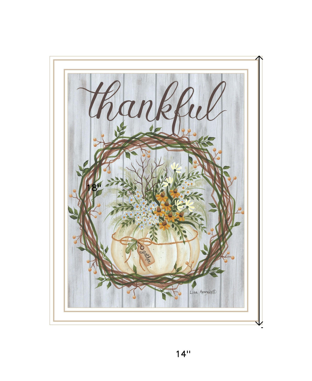 Thankful Wreath Black Framed Print Wall Art