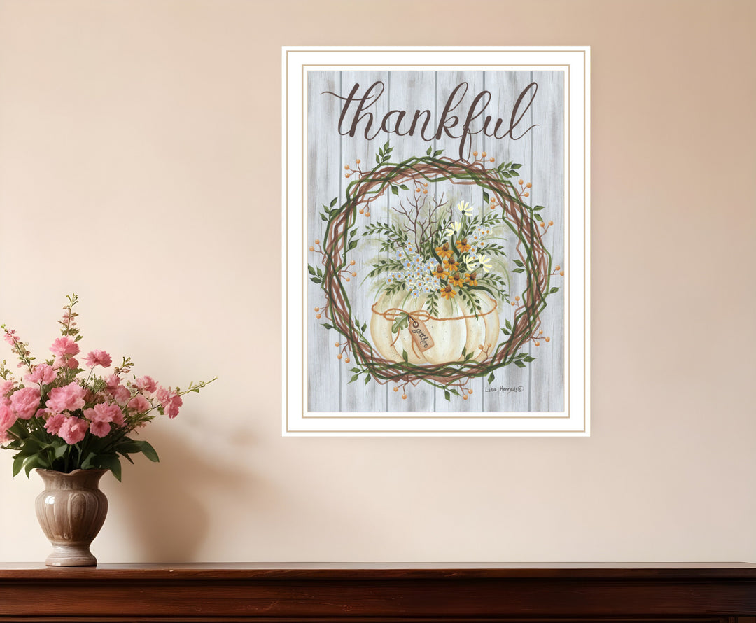 Thankful Wreath Black Framed Print Wall Art