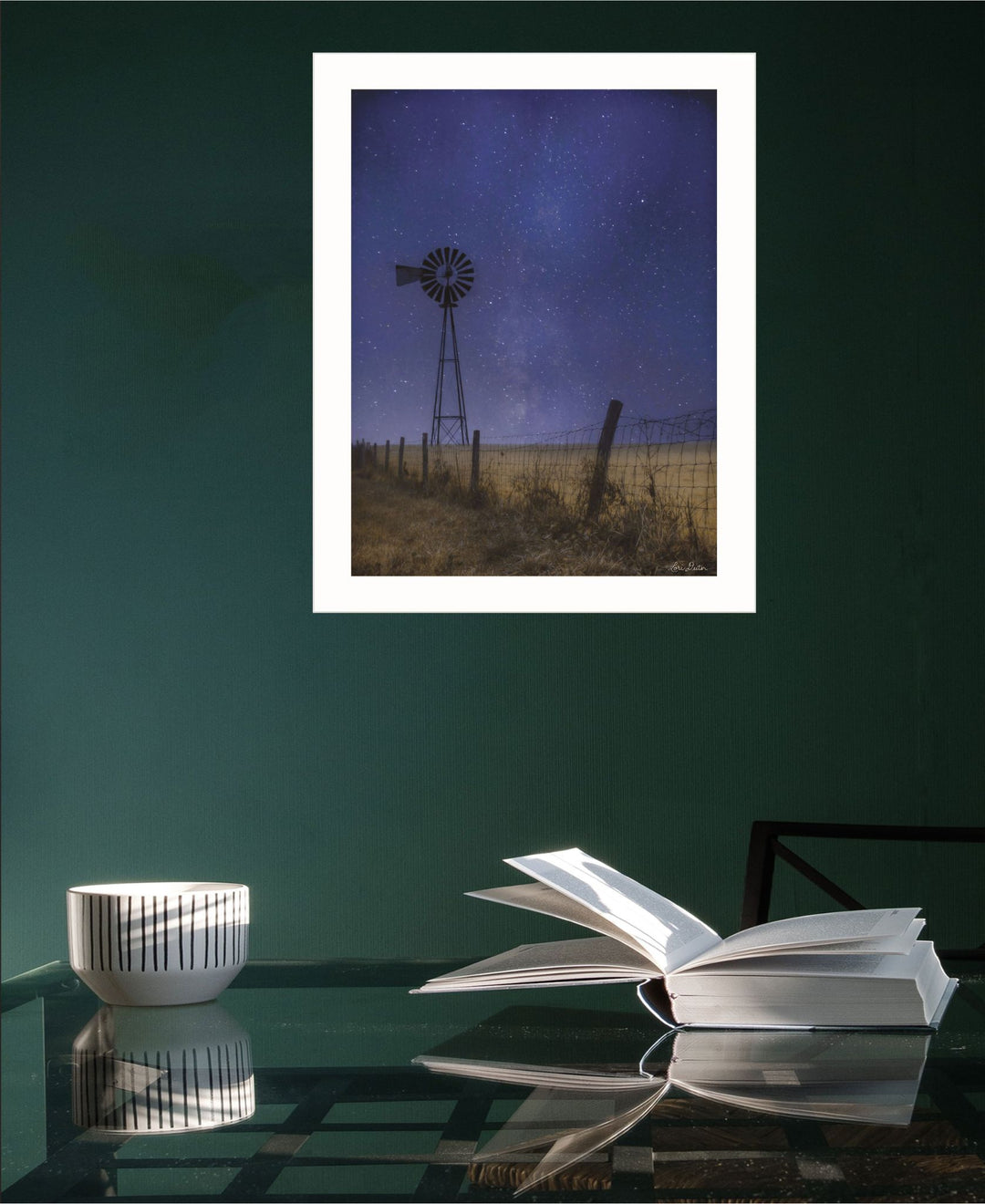 Starlit Night White Framed Print Wall Art