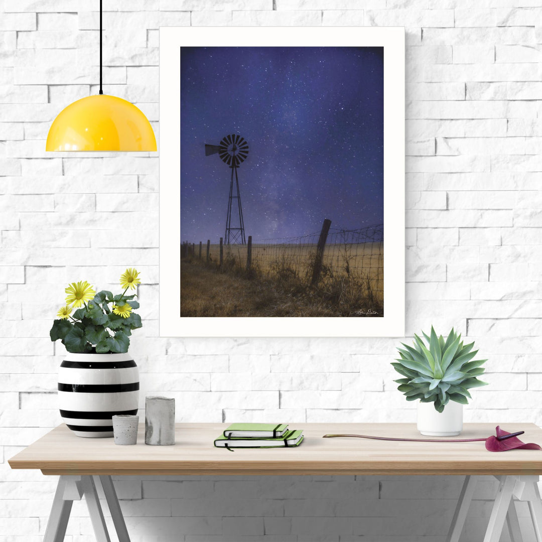 Starlit Night White Framed Print Wall Art