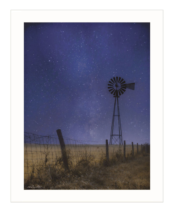 Starlit Night White Framed Print Wall Art