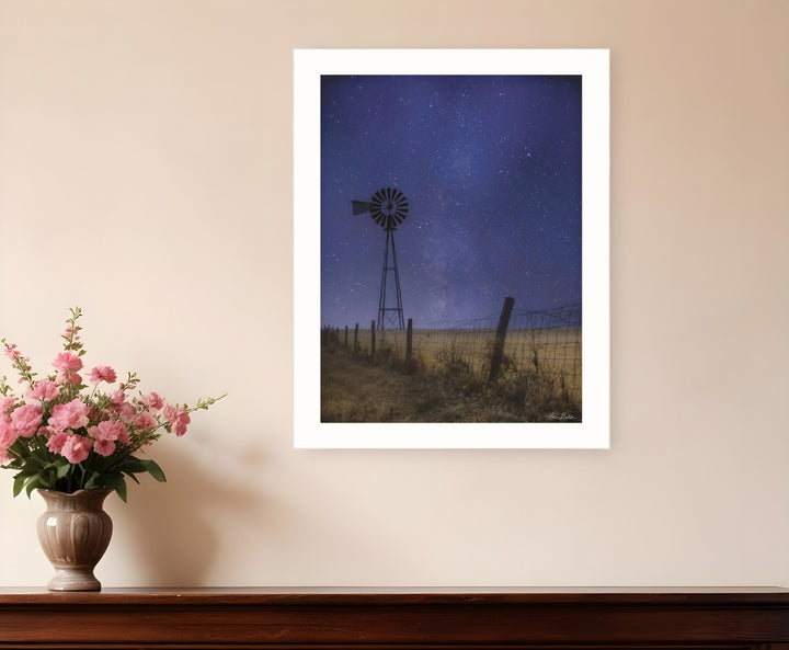 Starlit Night White Framed Print Wall Art