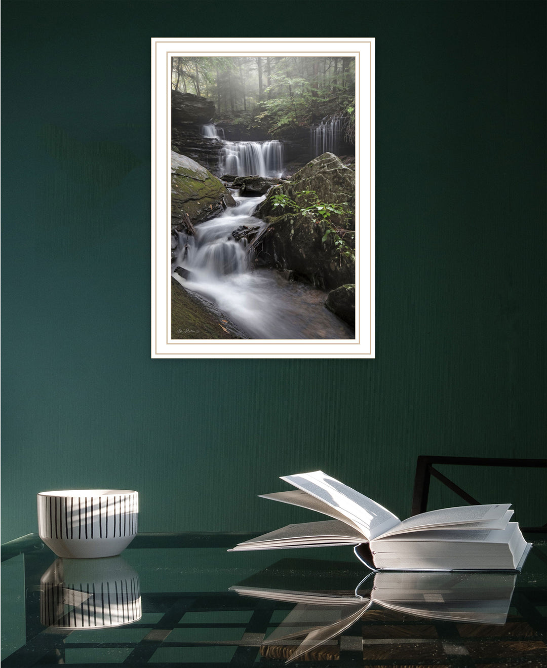 Ricketts Waterfall Black Framed Print Wall Art