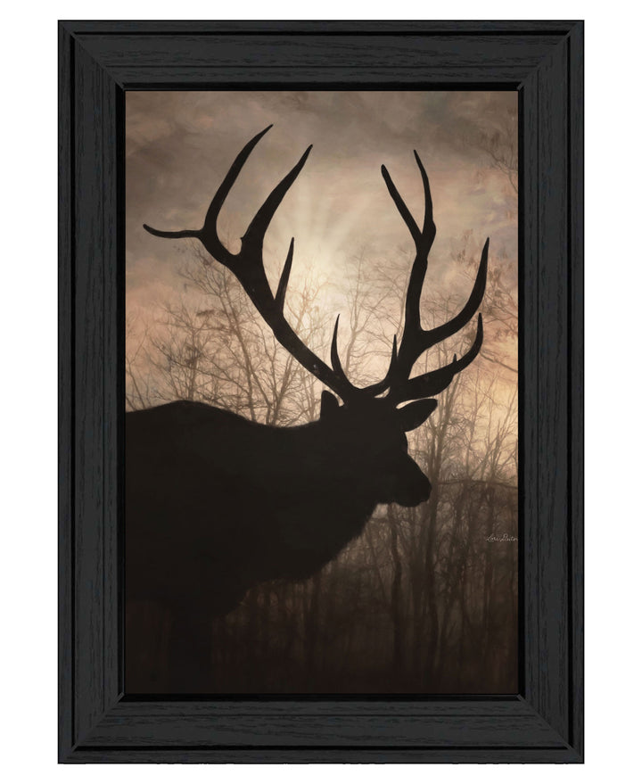 Elk Sunrise Black Framed Print Wall Art