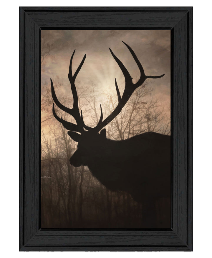 Elk Sunrise Black Framed Print Wall Art