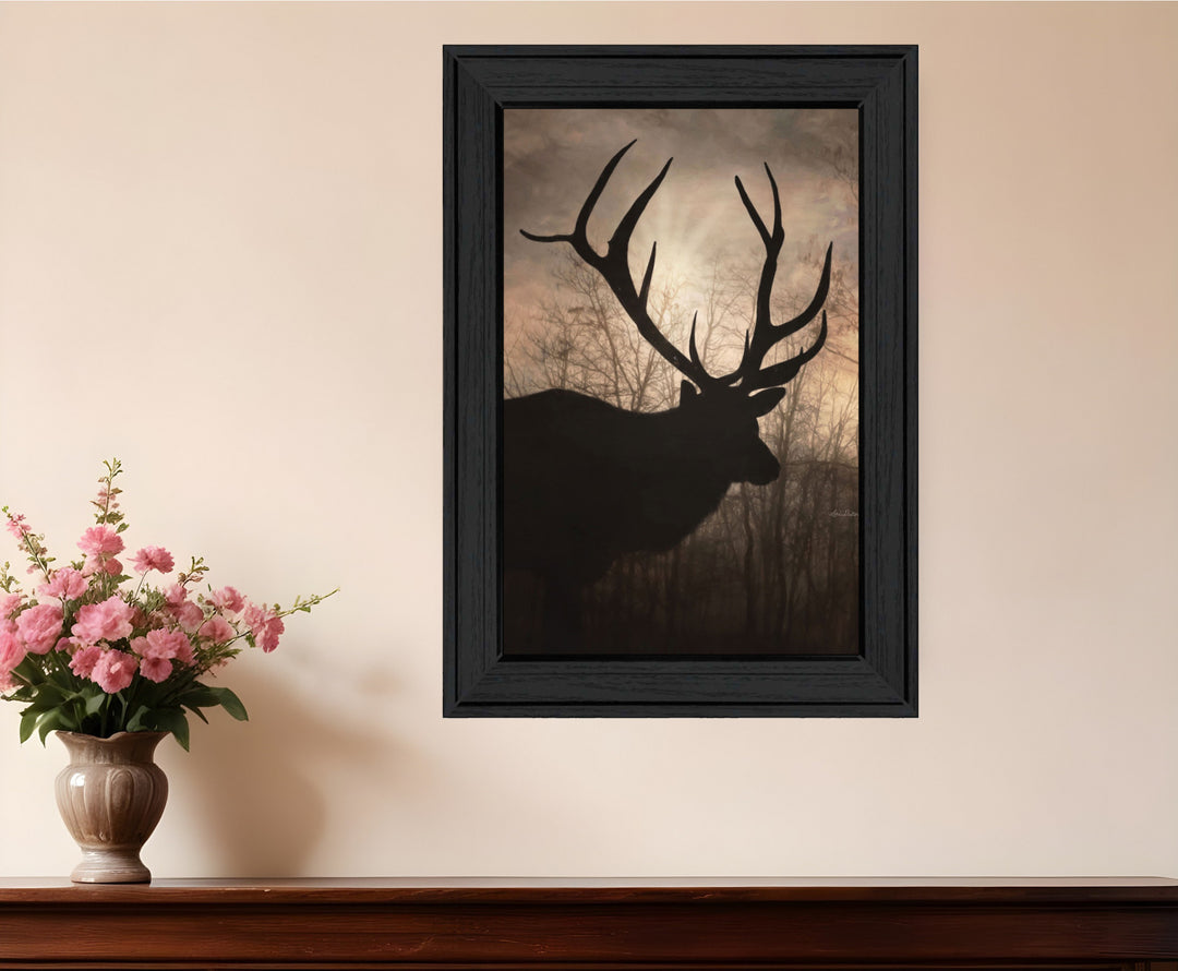 Elk Sunrise Black Framed Print Wall Art