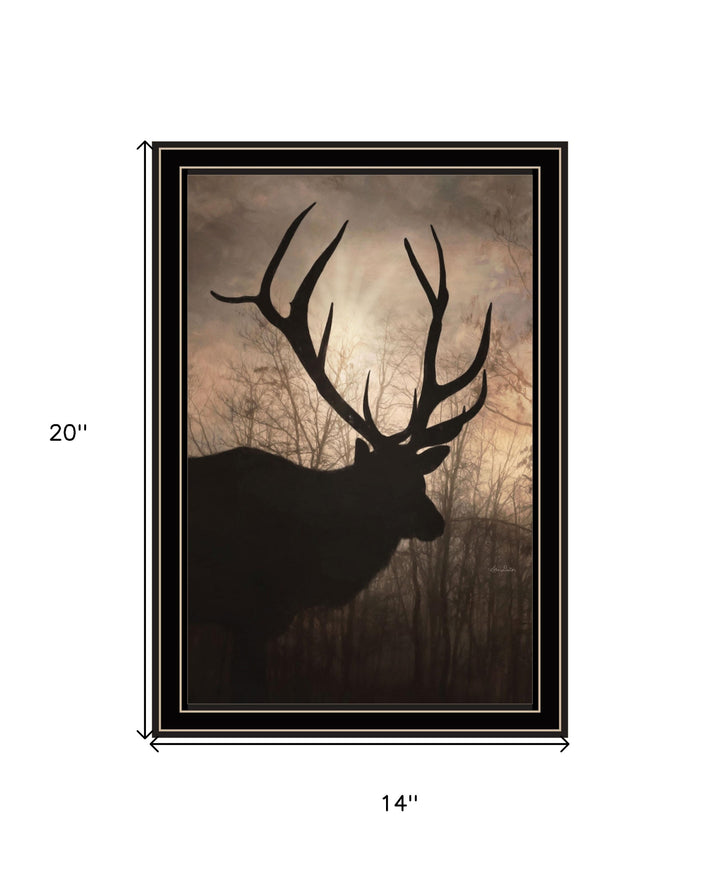 Elk Sunrise Black Framed Print Wall Art