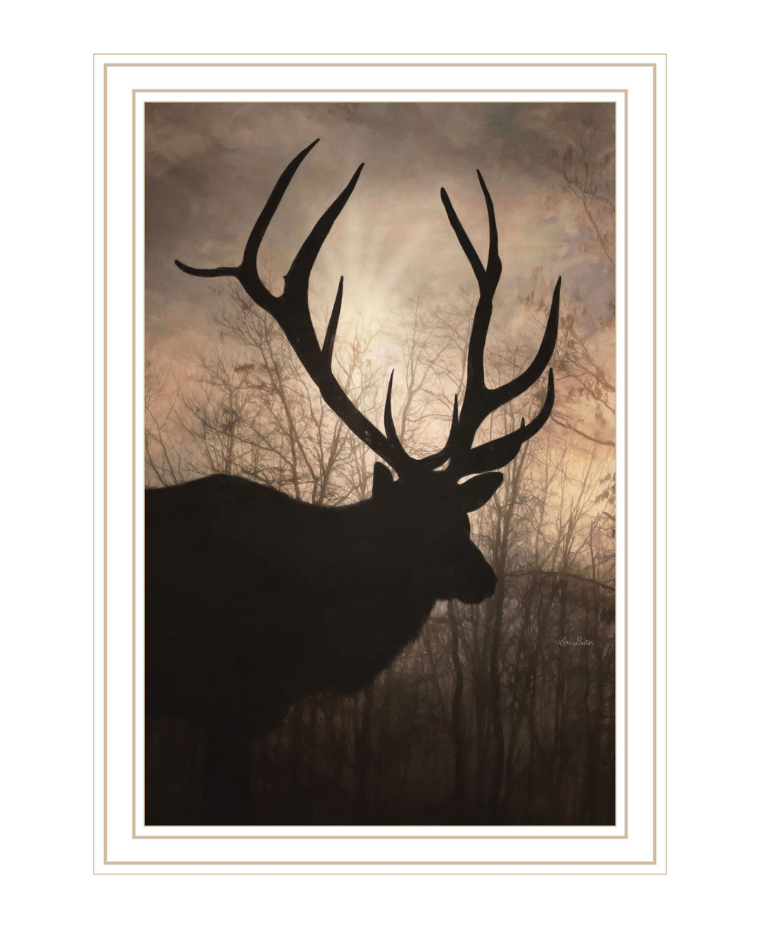 Elk Sunrise Black Framed Print Wall Art