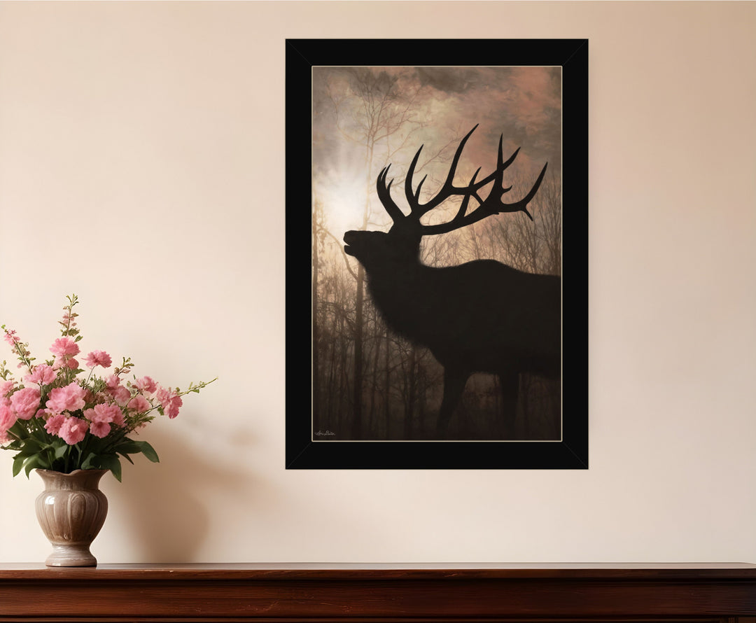 Elk Sunrise Black Framed Print Wall Art