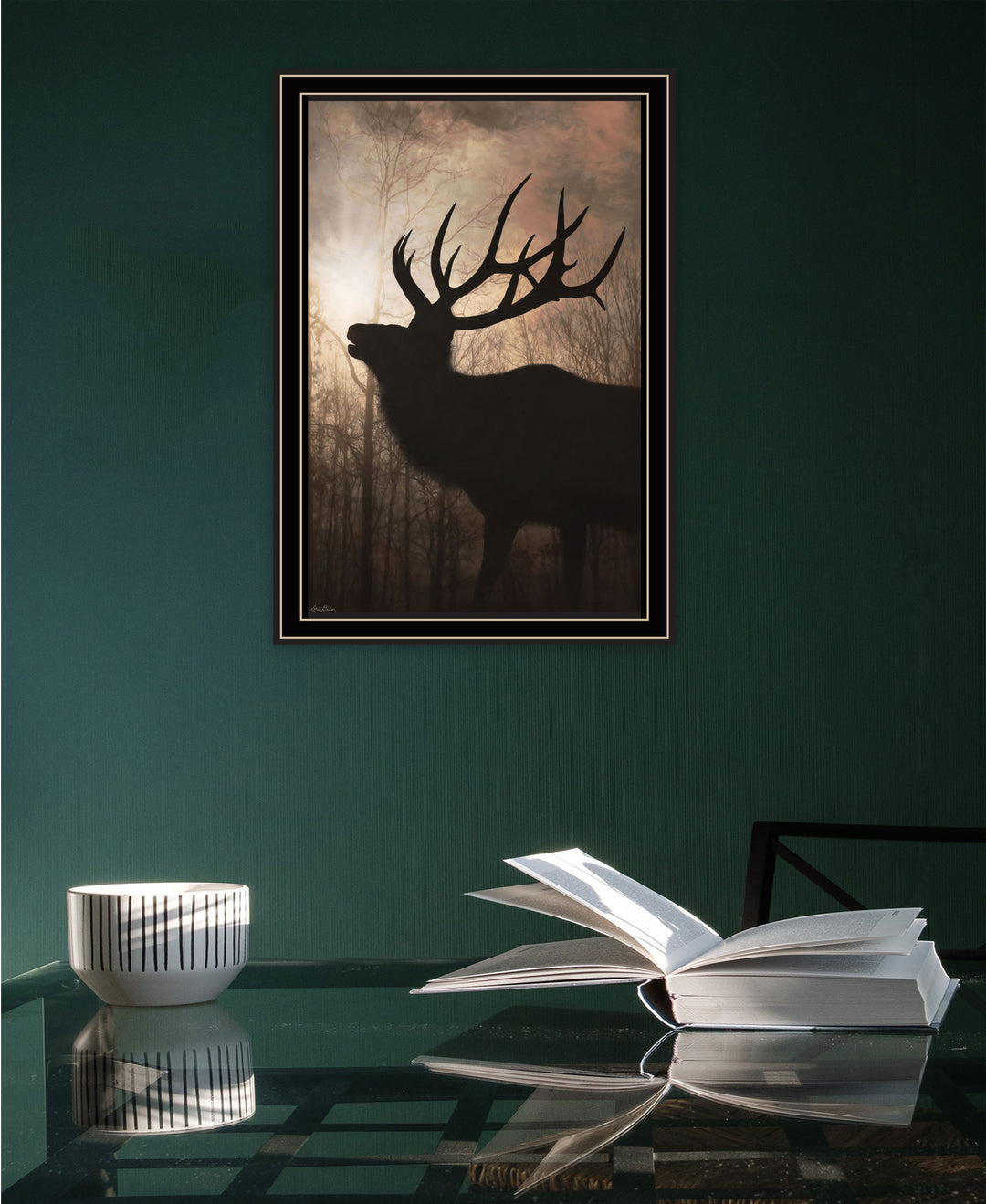 Elk Sunrise Black Framed Print Wall Art