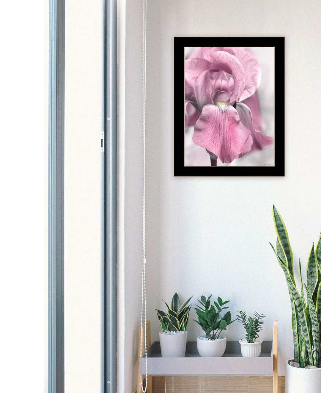 Pink Iris Black Framed Print Wall Art