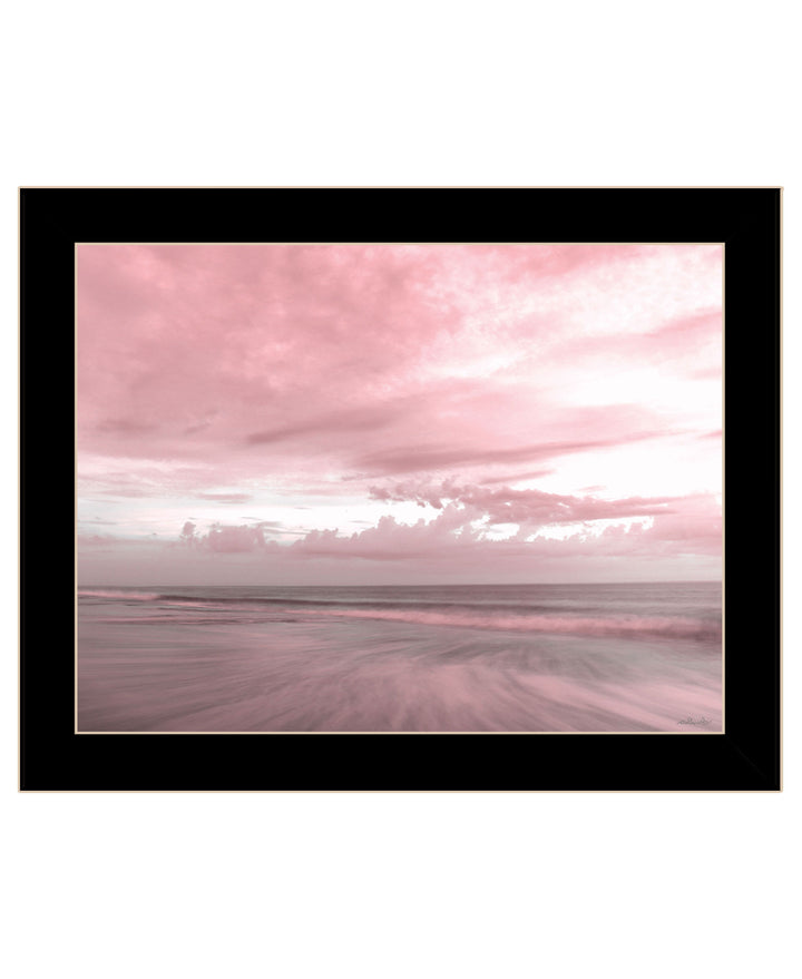 Pink Beach Emotions Black Framed Print Wall Art