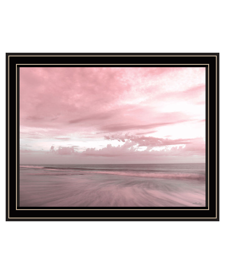 Pink Beach Emotions Black Framed Print Wall Art