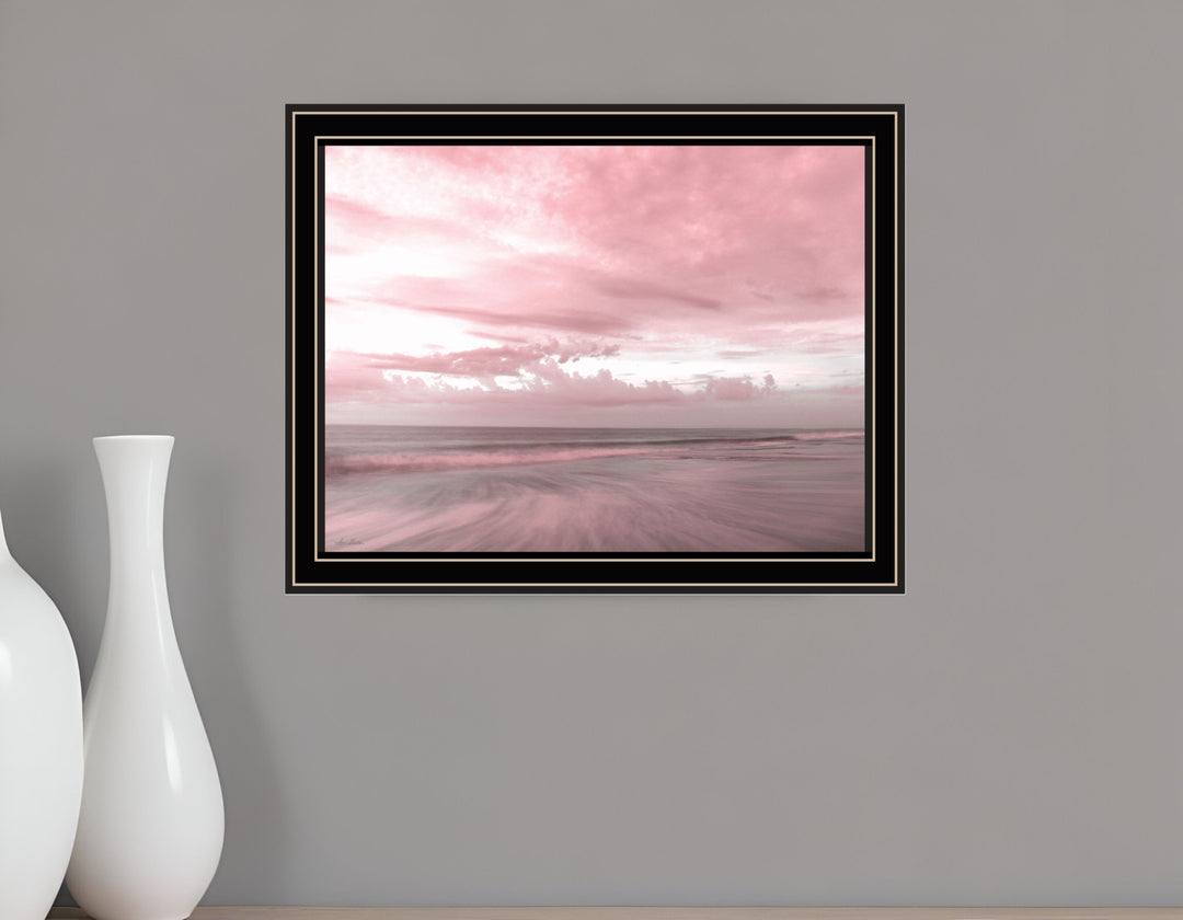 Pink Beach Emotions Black Framed Print Wall Art