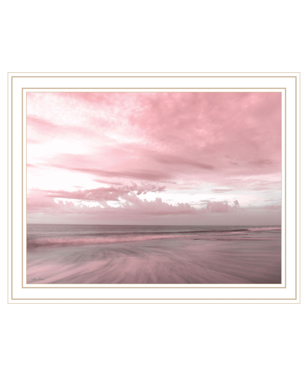 Pink Beach Emotions Black Framed Print Wall Art