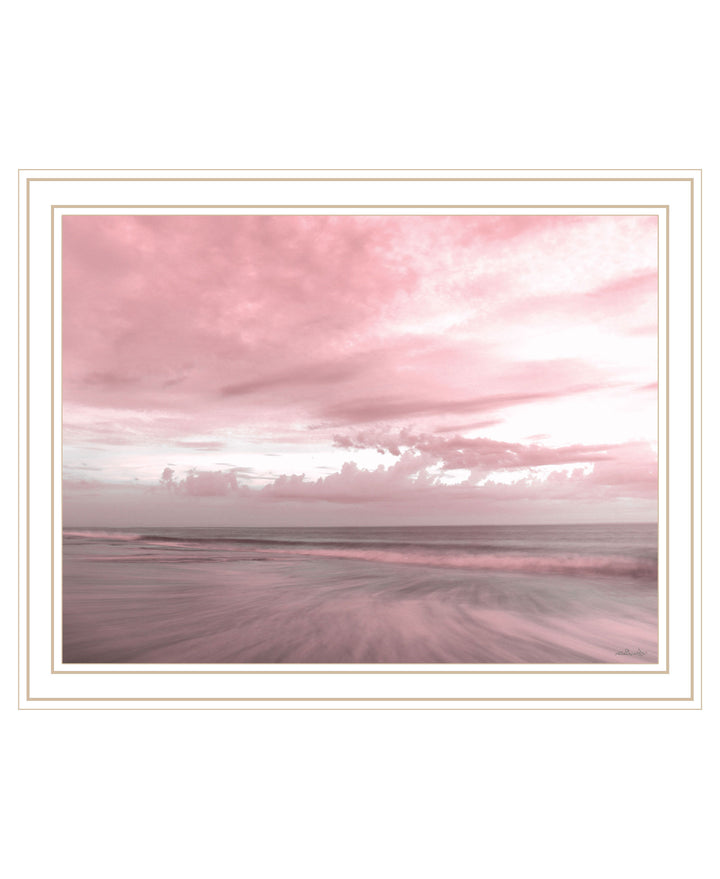 Pink Beach Emotions Black Framed Print Wall Art